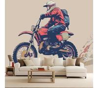 Carta Parati Tessuto Non Tessuto motocicletta fuoristrada Quadri Carta Da Parati Fiori Movimento dell'acquerello 500x280cm Decorazione da parete moderna poster wallpaper gigante arte murale da letto