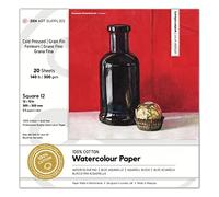 Carta per Acquerello - 20 Fogli Aquerello 100% Cotone, 300g, Pressatura a Freddo - 30x30 cm, Senza Acidi, Rilegatura su 2 Lati - Per Acquerello, Guazzo, Inchiostro, Acrilico e Tecnica Mista by ZenART