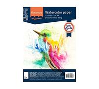 Iris Ohyama Vaessen Creative Florence Carta per Acquerello, Foglio A4, Bianco, 300 g/MG, Superficie Liscia, qualità Professionale, 10 Fogli per Pittura, Scrittura a Mano e Progetti Artistici, unità