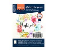 Carta per Acquerello Florence Testurizzata 20x - Carta per Pittura ad Acqua A6 - Bianco Sporco - Blocco da Disegno e Libro d'arte per Disegno, Carta Artistica e Acquerello - 300 gsm