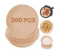 Carta per friggitrice ad aria, 200 pezzi, forma rotonda, usa e getta, in carta pergamena oleata, accessori per uso alimentare, compatibili con friggitrici Cosori, Ninja, Tefal, Russell Hobbs