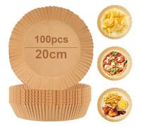 Carta per Friggitrice ad Aria Tonda 20 cm - 100 Pezzi | Cottura Sana e Facile - 20 cm