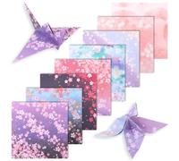 Carta per origami, 120 fogli, 15 x 15 cm, carta pieghevole con fiori di ciliegio, carta origami colorata double face, 8 stili, carta washi facilmente pieghevole per progetti di artigianato