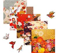 Carta per origami - 50 fogli di carta giapponese con motivi diversi 15 x 15 cm a doppia faccia per progetti artistici e artigianali fai da te