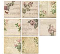 Carta per scrapbooking, 14 cm x 14 cm Scrapbook Carta di riso Fiore Pianta Sfondo Artigianato Fai da Te Carta 8 pezzi(Flower Letter)