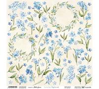 Carta per scrapbooking 30x30 - ScrapAndMe - Forget-me-nots - foglio fustellato