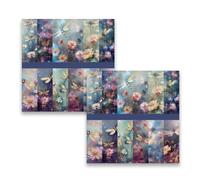 Carta per scrapbooking floreale, 15 x 15 cm, stampa su un lato, motivo libellula, origami, decoupage, per scrapbooking, fai da te, creazione di biglietti per diari spazzatura, decoupage, 48 fogli