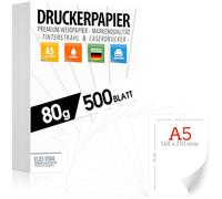 Carta per stampante 80g bianca - DIN A5-500 fogli - CARTA PREMIUM Bianco puro, Carta per fotocopie, stampanti laser e a getto d'inchiostro per università, fotografia, presentazioni, ufficio & Office