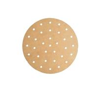Carta pergamena perforata 18 cm per friggitrice ad aria, rotonda, non sbiancata, 100 fogli di carta assorbente per friggitrice ad aria, cestino per vapore, carta da forno, forno antiaderente marrone