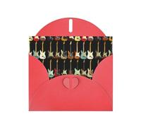 Carta perlata con fibbia d'amore con stampa a forma di chitarra, regali per biglietti di compleanno con foglio accessorio, biglietto per appunti, busta