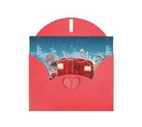 Carta perlata con fibbia d'amore con stampa di camper rosso, regali per biglietti di compleanno con foglio accessorio, biglietto per appunti, busta