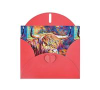 Carta perlata con fibbia d'amore con stampa di mucca delle Highland, regali per biglietti di compleanno con foglio accessori, biglietto per appunti, busta