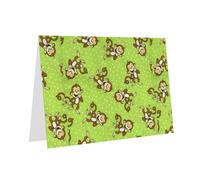 Carta perlata verde con stampa scimmia intelligente con fibbia d'amore, regalo per biglietti di compleanno con foglio accessori, biglietto per appunti, busta