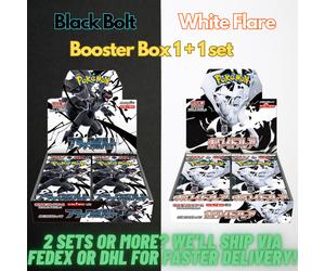 Carta Pokemon Black Bolt White Flare Booster Box Set di 2 giapponesi con pell...