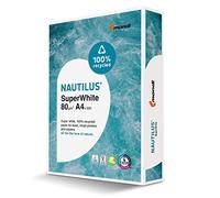 Carta riciclata 100% Nautilus Super White per stampa laser/inkjet, formato A4 80gr./mq, 500 fogli