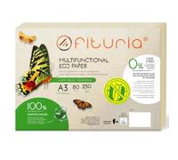 Carta riciclata A3 da 80 g, 250 fogli al 100% realizzata con carta riciclata, confezione di carta riciclata, formato DIN A3, colore naturale, adatta per stampanti laser e inkjet, Ofituria (250 fogli)