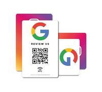 Carta Riutilizzabile per le Recensioni di Google e Follower - Pack 2 - Carta Recensione con QR & NFC Toccabile + per Follower - Recensiscici su Google - iPhone&Android - Configura a Casa | MESSAGENES