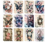 Carta Scrapbooking, 24 Fogli Carta per Decoupage Vintage Tema Floreale Carte Decorativa Scrapbook Paper Vintage per Fai da Te, Biglietti di Auguri, Biglietti di Sfondo, Album, Diari (A, 14,5 x 10 cm)