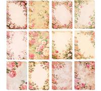 Carta Scrapbooking, 24 Fogli Carta per Decoupage Vintage Tema Floreale Carte Decorativa Scrapbook Paper Vintage per Fai da Te, Biglietti di Auguri, Biglietti di Sfondo, Album, Diari (D, 14,5 x 10 cm)