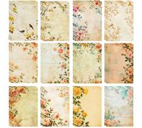 Carta Scrapbooking, 24 Fogli Carta per Decoupage Vintage Tema Floreale Carte Decorativa Scrapbook Paper Vintage per Fai da Te, Biglietti di Auguri, Biglietti di Sfondo, Album, Diari (C, 14,5 x 10 cm)