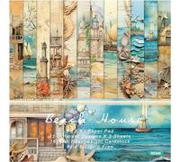 Carta Scrapbooking Paper, 24 Fogli Ocean Scrapbook Paper, 15 x 15 cm Carta Decorativa Vintage Carta per Scrapbooking, Decorative Craft Paper per Journaling, Scrapbooking, Calendario, Foto, Album