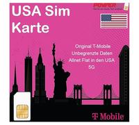 Carta SIM Prepagata per USA, Canada e Messico - Internet Ilimitato in 4G/LTE, Chiamate e Messaggi - (21 Giorni)