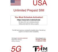 Carta SIM prepagata USA. Chiamate/SMS illimitati in entrata e in uscita | Indennità dati 5G ad altissima velocità. Hotspot/Tethering/Condivisione Internet consentita. (Illimitato+CanMex x 1 mese)