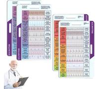 Carta tascabile per ritmo ECG/ECG, design a doppia faccia, per interpretazione del ritmo ECG, carte tascabili per frequenza ECG, pinze ECG per infermieri, porta badge ECG trasparente (2 pezzi)