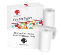Carta Termica Stampabile Phomemo 3 Rotoli, Carta da 53 mm Compatibile con Le Stampanti di Etichette Termiche Phomemo M832/M834/M03/M04S/M04AS, 6.5M/Rotolo