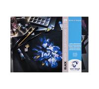 Carta Van Gogh per acquerello - Blocco cartoline Nero 10,5 x 14,8 cm A6-360 g - 25 fogli - Perfetta per acquerelli metallizzati - Grana fine - Un lato incollato