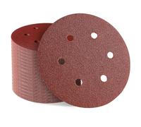 Carta vetrata 150 mm Velcro, 100 pezzi dischi abrasivi a 6 fori - P60/80/120/240/320 - Fogli abrasivi per levigatrice orbitale, legno, metallo, vernice, per fai da te e professionisti
