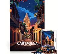 Cartagena, Colombia Puzzle di strada di notte per adulti, 1000 pezzi, per migliorare la memoria, per un momento di relax e tranquillità, con bordi netti, (50x75cm)