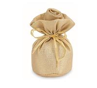 Cartai Bassanesi Formoso Sacchetto saccoccio con Rosa in Tessuto Lame' Oro per Confetti Matrimonio Anniversario 7 x h 12 cm Confezione 12pz Art 29080