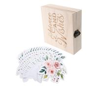 Carte Consigli e Previsioni Bebè 50 Pezzi, Scatola Ricordo in Legno | Fiori Moderni, Uso per Shower e Natale, Valore Sentimentale, per Ospiti e Nuovi Genitori