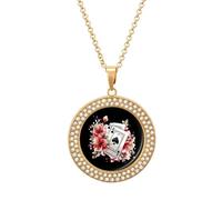 Carte da gioco asso fiori giocatore collana per le donne gioielli regolabile ciondolo per mamma, moglie, fidanzata regali, Misura unica, Metallo