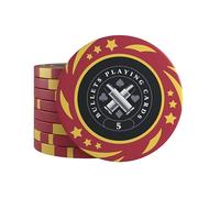 Carte da gioco Bullets, Janice, fiche da poker in plastica per set di poker, valore 5,4 cm di diametro, rosse, confezione da 25