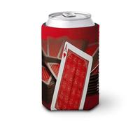 Carte da gioco con sfondo rosso, riutilizzabili, isolate, maniche per tazze da caffè, divertenti e durevoli, in neoprene per bevande fredde e calde, porta bevande per caffè freddo
