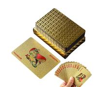 Carte da gioco da poker - Lamina d'oro impermeabile, mazzo di con confezione regalo, gioco di società magico, forniture per campeggio all'aperto, aspetto durevole in metallo finto | Attività