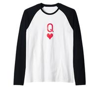 Carte da Gioco di Poker Queen Hearts Maglia con Maniche Raglan