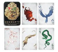 Carte da Gioco Harry Potter Hogwarts in Scatola di Latta Carte da Gioco Ufficiali con Hufflepuff, Ravenclaw, Gryffindor & Slytherin, 54 Carte