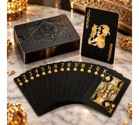 Carte da gioco impermeabili, mazzo da poker in lamina d'oro con design a rosa nera, mazzo di carte impermeabile per poker, Rummy, Euchre, Canasta, Pinochle, Game Night, feste, viaggi e campeggio