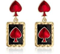 Carte da Gioco Orecchini Donna, Accessori da Regina di Cuori Orecchini da Poker, Orecchini San Valentino, Orecchini con Ciondolo Carte da Gioco per Costume Accessori Donna (D)