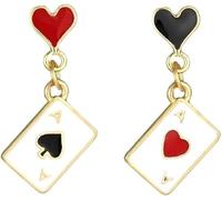 Carte da Gioco Orecchini Donna, Accessori da Regina di Cuori Orecchini da Poker, Orecchini San Valentino, Orecchini con Ciondolo Carte da Gioco per Costume Accessori Donna (B)
