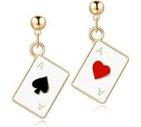 Carte da Gioco Orecchini Donna, Accessori da Regina di Cuori Orecchini da Poker, Orecchini San Valentino, Orecchini con Ciondolo Carte da Gioco per Costume Accessori Donna (A)