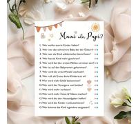 Carte da gioco per battesimo tedesco - Gioco di domande e risposte per papà e mamma, festa di battesimo, raduno familiare, festa di nascità, design carino a cartoni animati Taglia unica - 20 pezzi,Tag