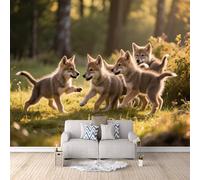 Carte Da Parati 3d Lupo carino, Carta Parati 3d Caccia alla fauna selvatica 250x175cm Poster murale gigante murale decorativo Arte murales moderno decorazione da parete camera facile da posare