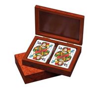 Carte Da Ramino - In Scatola Di Carte - Design In Finitura Di Legno Di Radica