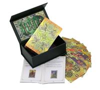 Carte dei tarocchi, mazzo di tarocchi portatile, set di giochi guida per consulenza, unità di strumenti di divinazione, attrezzatura per interazione sociale con lamina d'oro olografica, kit di