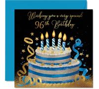 Carte di Auguri per il 96° Compleanno per Donne e Uomini - Torta Oro & Argento - Biglietto di Auguri per il 96° Compleanno di Donna, Uomo, Nonno, Papà, Nonna, Zia, 145mm