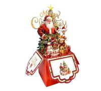 Carte Di Babbo Natale Da 4 Strati Retrò, Affascinante Design Retrò 3D, 19.5x16.5x1 Cm, Biglietto Di Auguri Festivo Con Busta, Cartolina Di Natale Per Le Vacanze, Ricordo Di Vacanza Memorabile, Per Fam